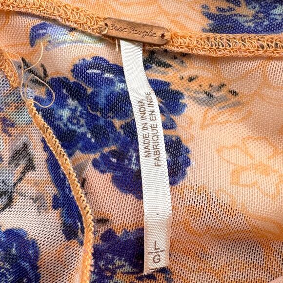 Free People Amber Sheer Floral Long Sleeve Top Size Large - Picture 7 of 12